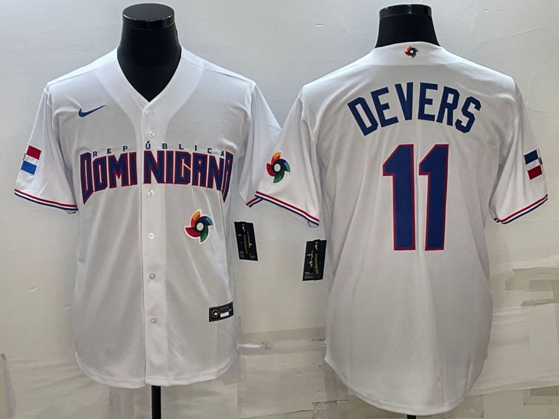 Men 2023 World Cub 11 Devers White Nike MLB Jersey8